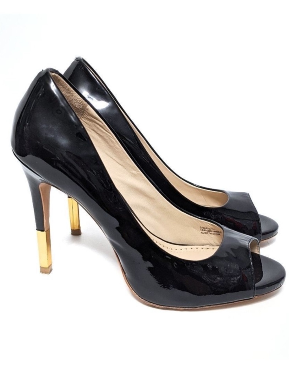 POUR LA VICTOIRE Sable Patent Peep Toe Pumps 8